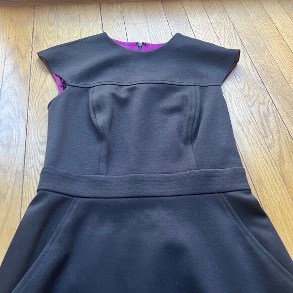 Shoshanna Size 8 Black Cap Sleeve Round Neck Knee Length Dress - Picture 4 of 13